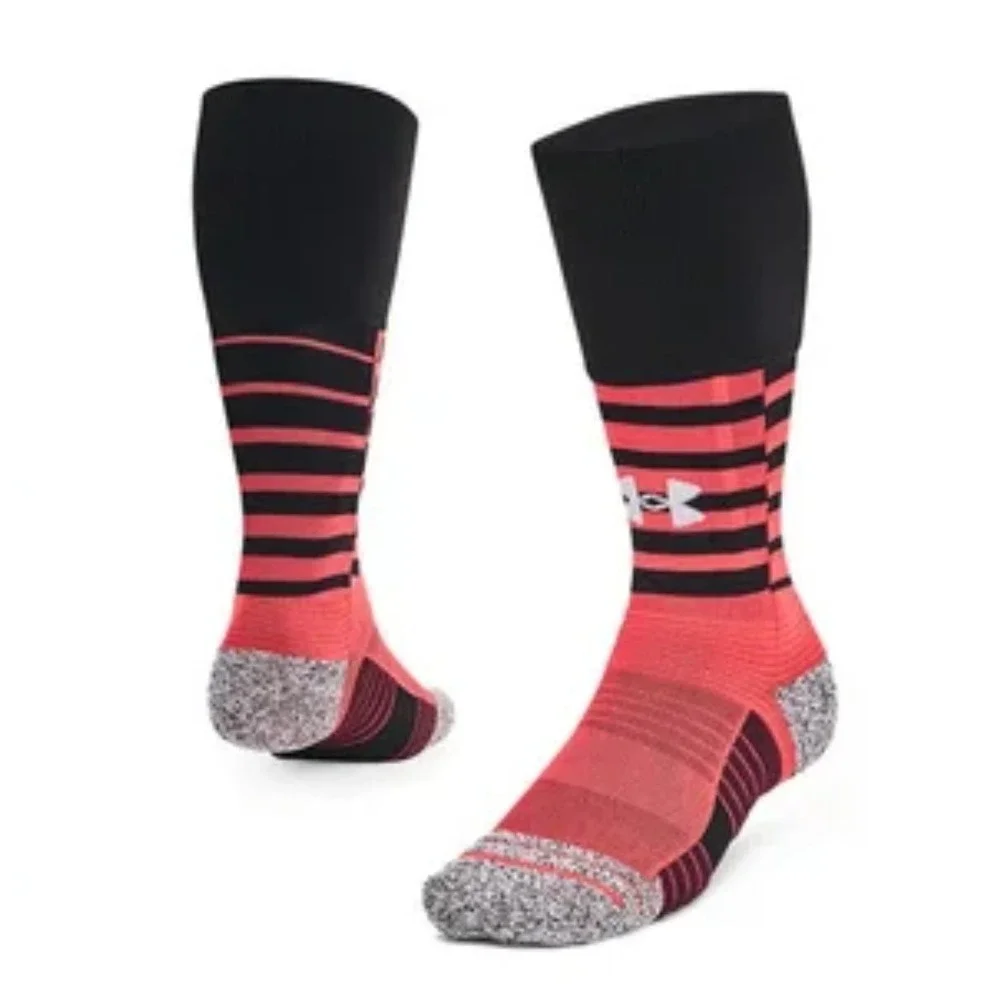 Under Armour UA Magnetico Pocket Soccer Over The Calf Socks Black Pink Sz 8.5-13